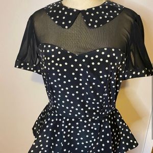 Retro style black and white polka dot dress